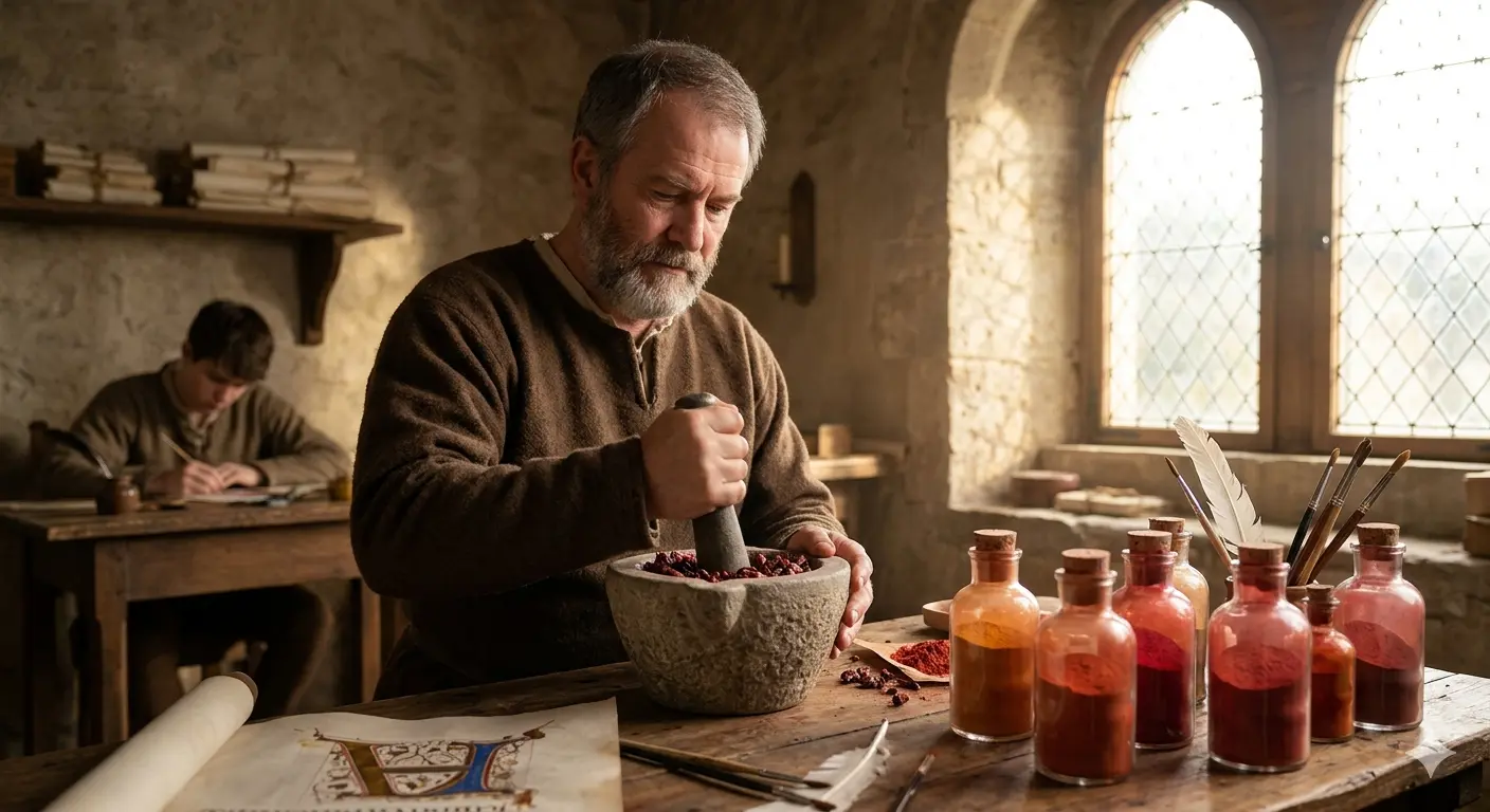 Le Rouge Carmin: Secret d'un Maître Enlumineur